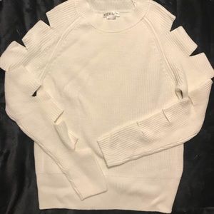 Off white cut out sleeve sweater